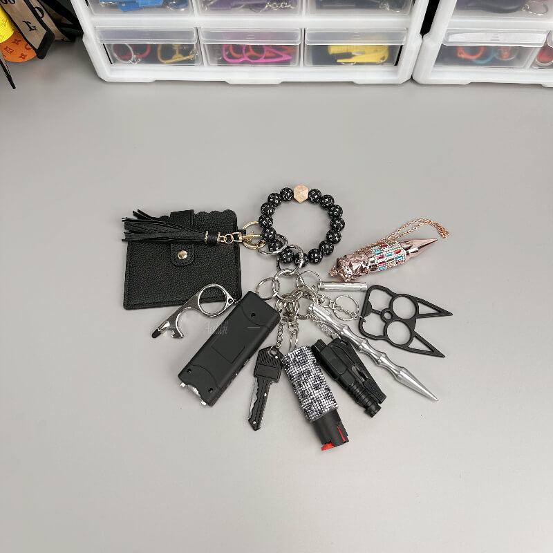 11 Pieces Original Beaded Bracelet Self-defense Keychain