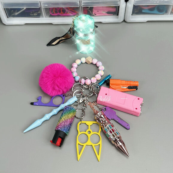 13 Pieces Original Beaded Bracelet Self-defense Keychain