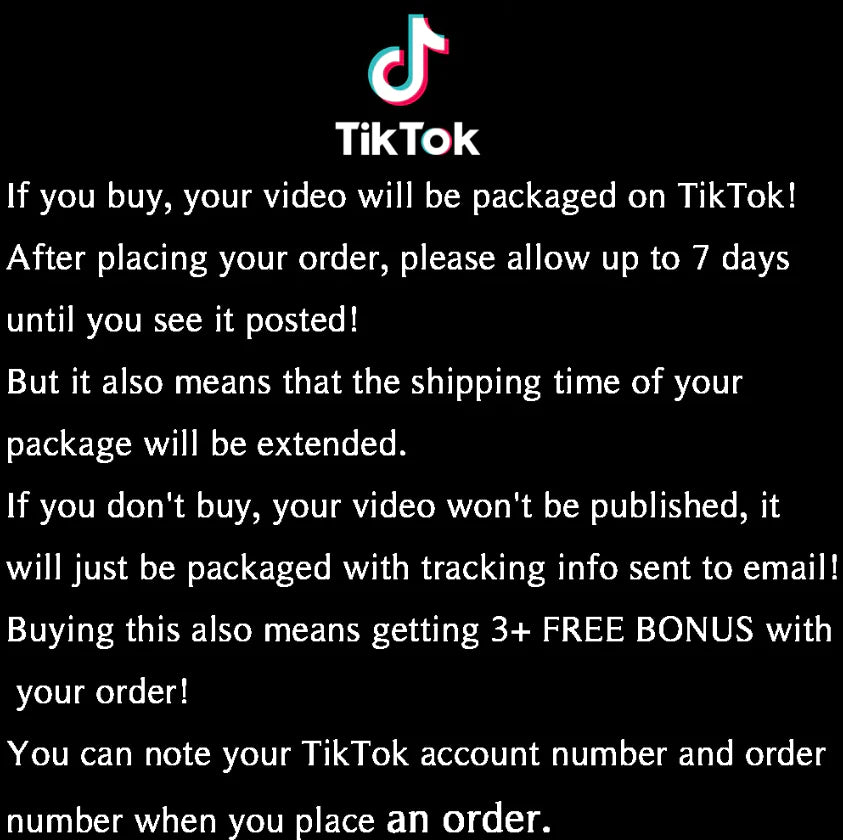 TikTok Packaging Video(Leave your Tik Tok account in the notes at checkout!)