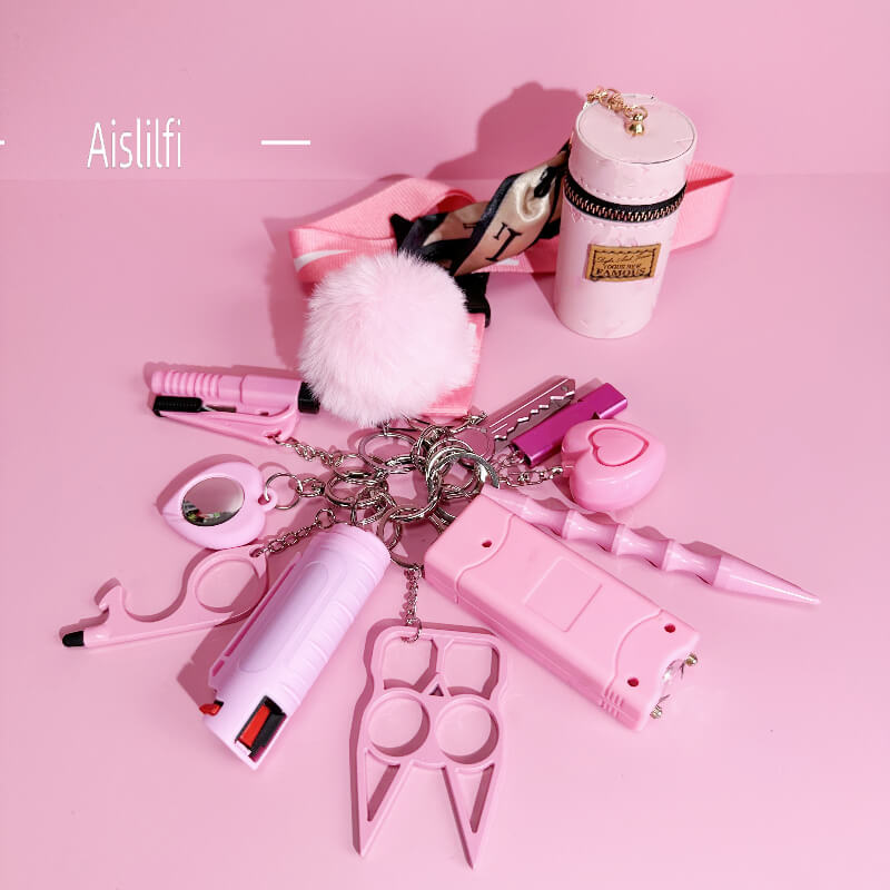 13 PCS Hanging Rope Self-defense Keychain