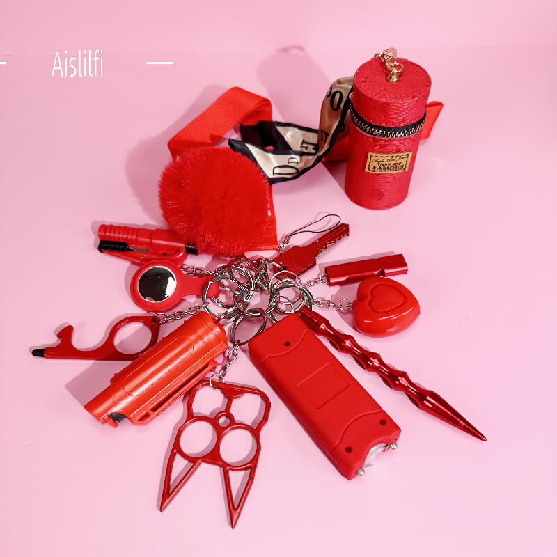 13 PCS Hanging Rope Self-defense Keychain