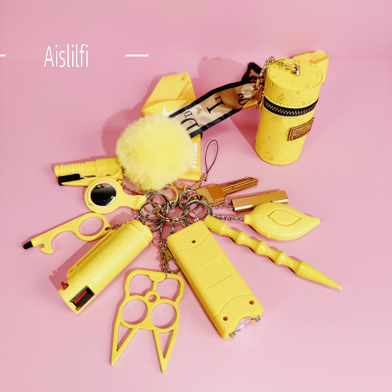 13 PCS Hanging Rope Self-defense Keychain