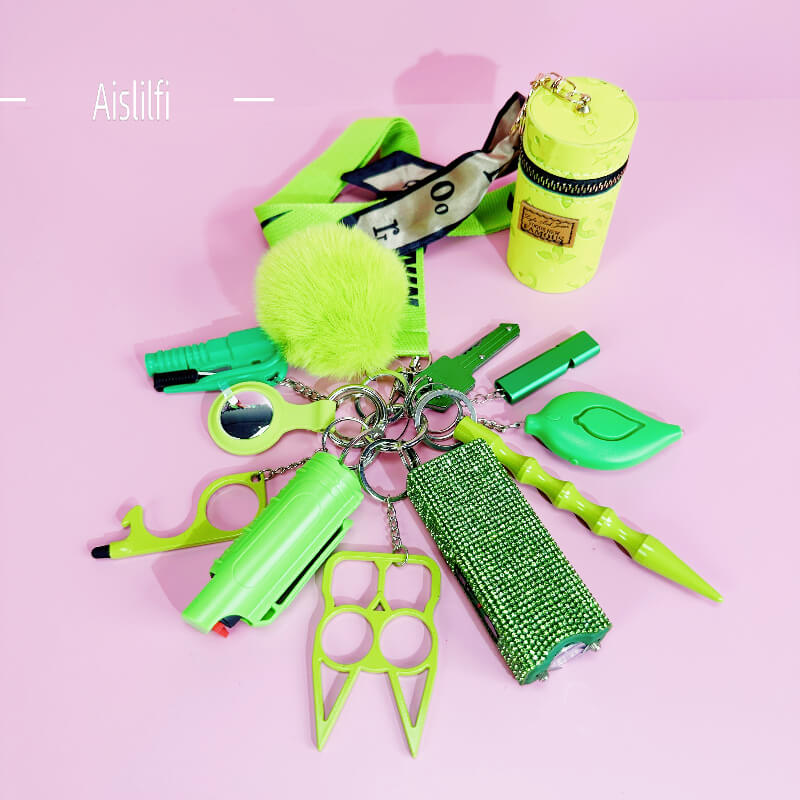 13 PCS Hanging Rope Self-defense Keychain