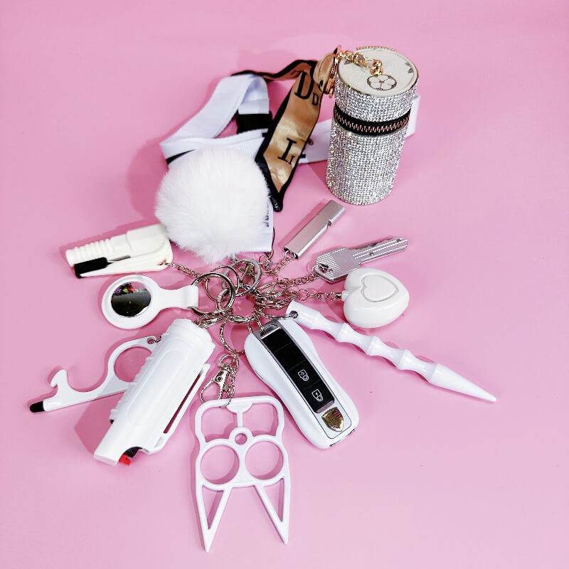 13 PCS Hanging Rope Self-defense Keychain