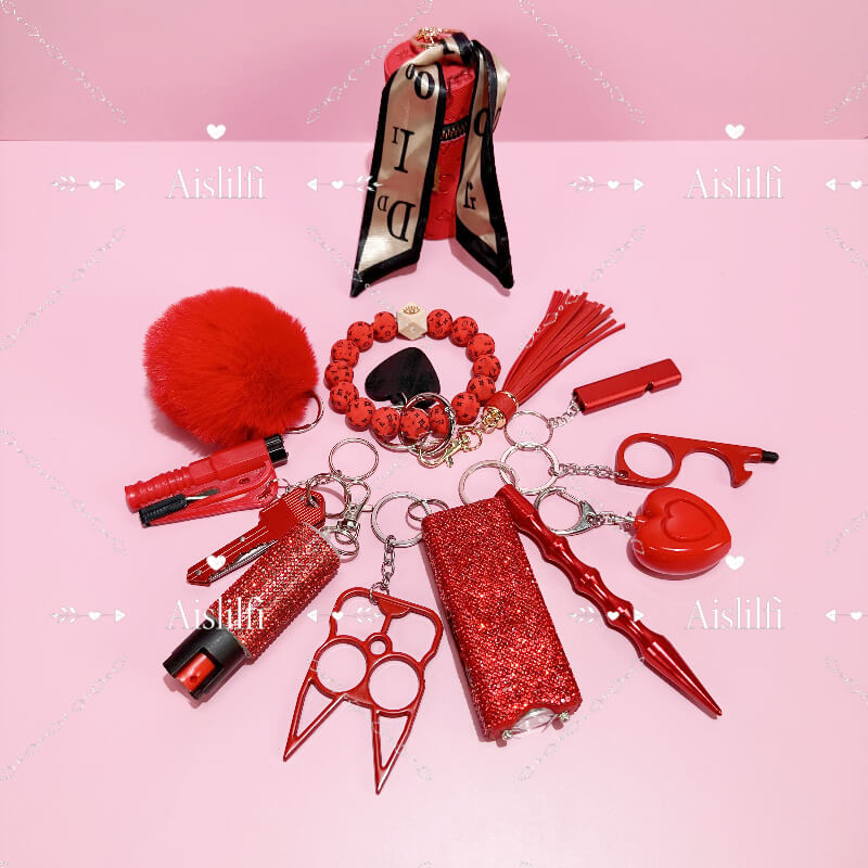 12 Piece Beaded L Self Defense Keychain Kit