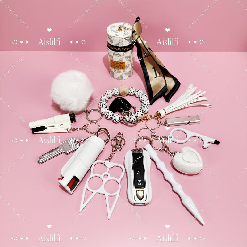 12 Piece Beaded L Self Defense Keychain Kit