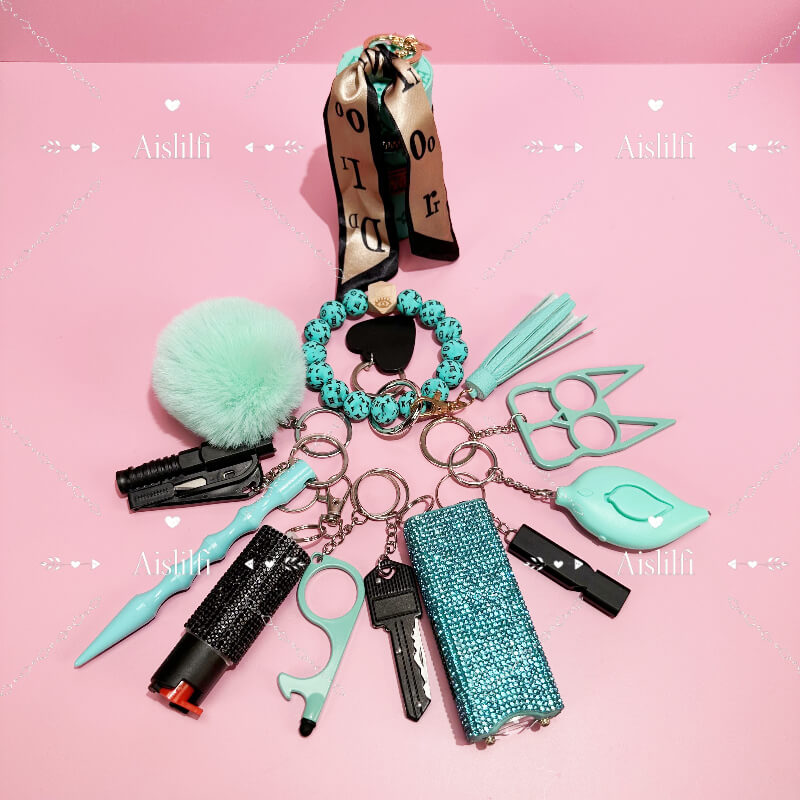 12 Piece Beaded L Self Defense Keychain Kit