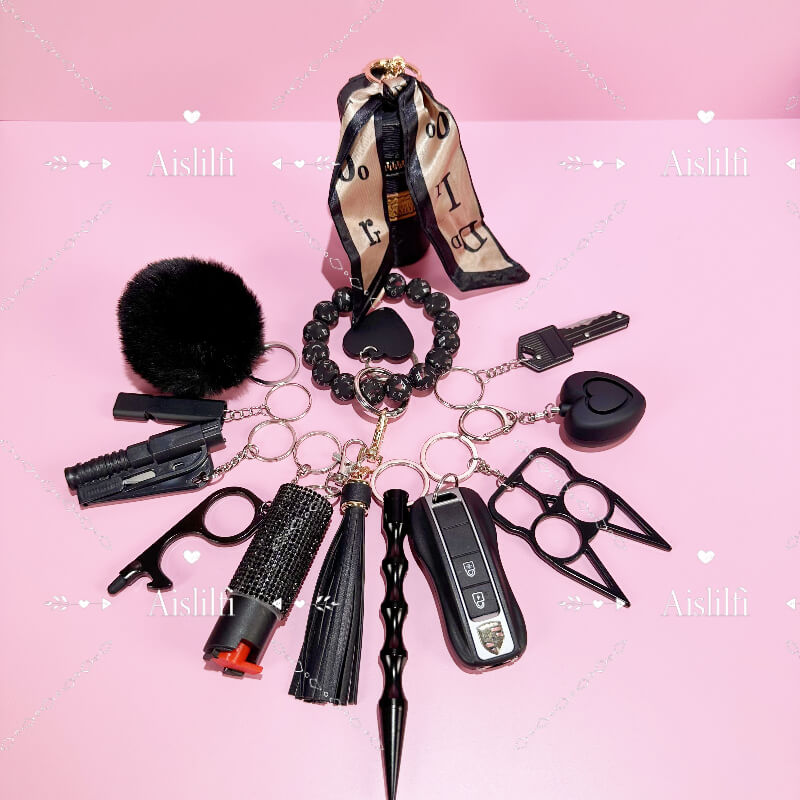 12 Piece Beaded L Self Defense Keychain Kit