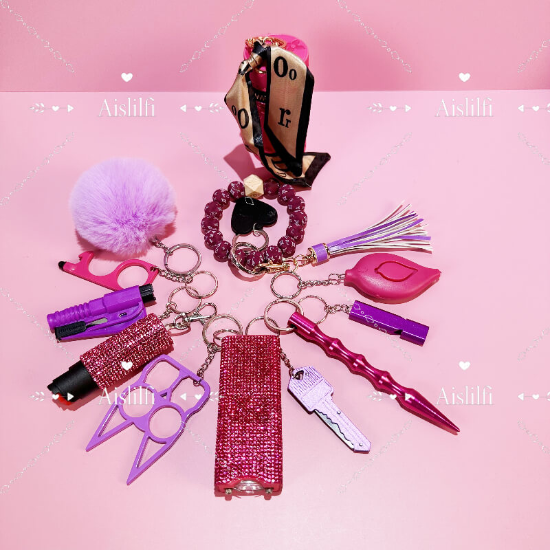 12 Piece Beaded L Self Defense Keychain Kit