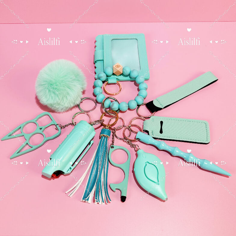10 pcs Beaded Self Defense Keychain Kit