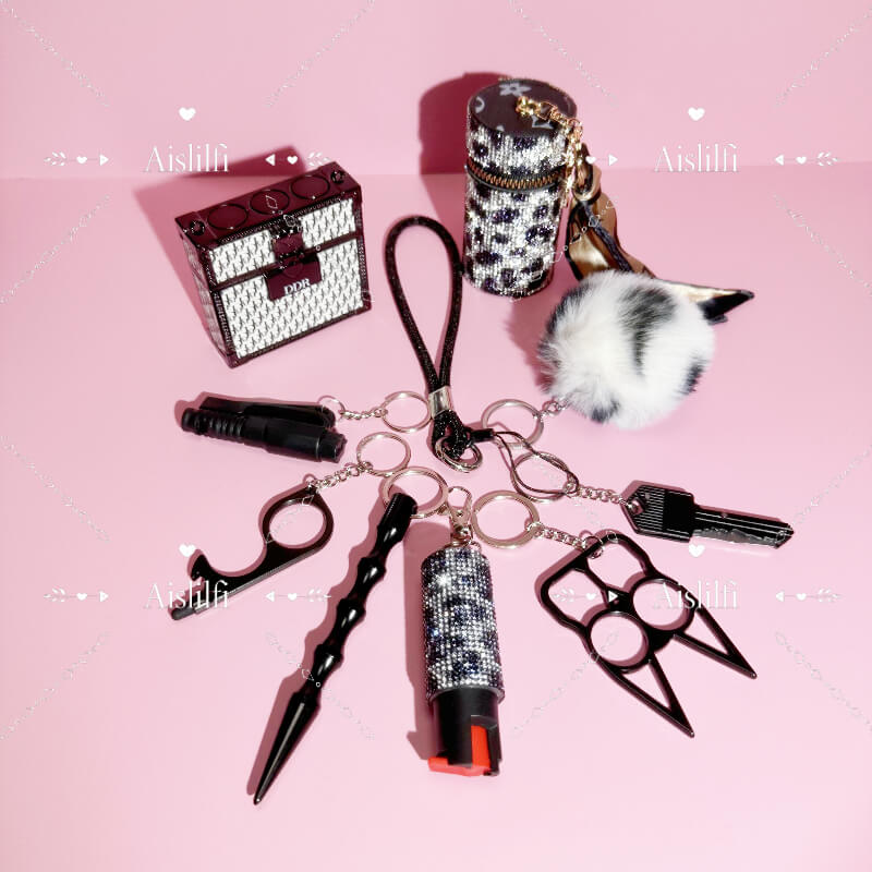 3-in-1 Lipstick Case Self Defense Keychain Kit