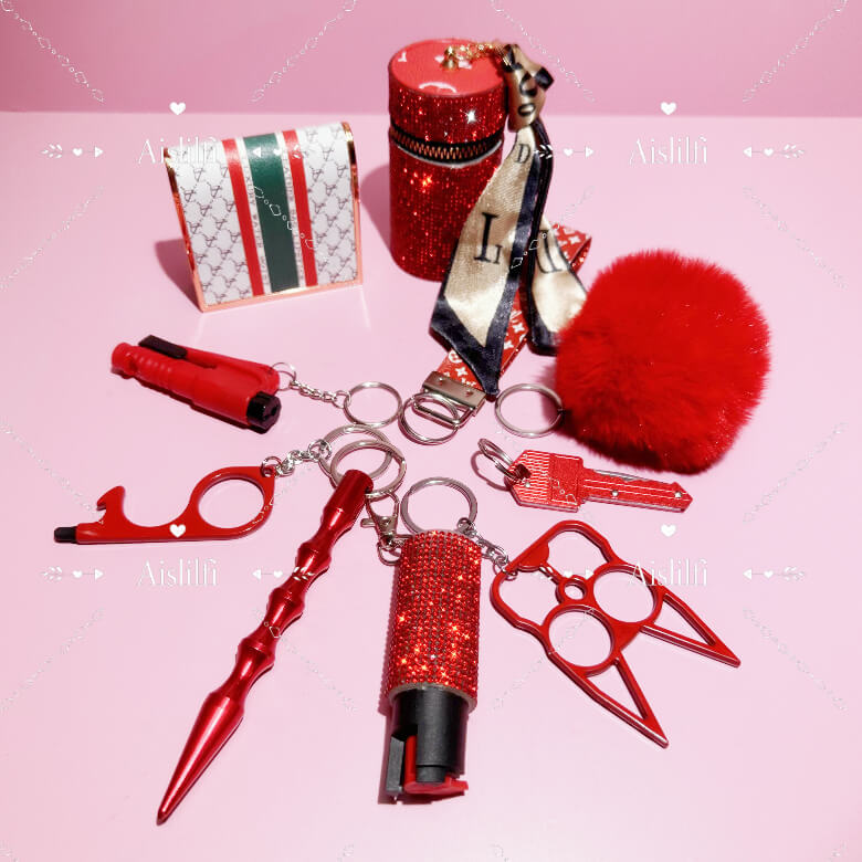 3-in-1 Lipstick Case Self Defense Keychain Kit