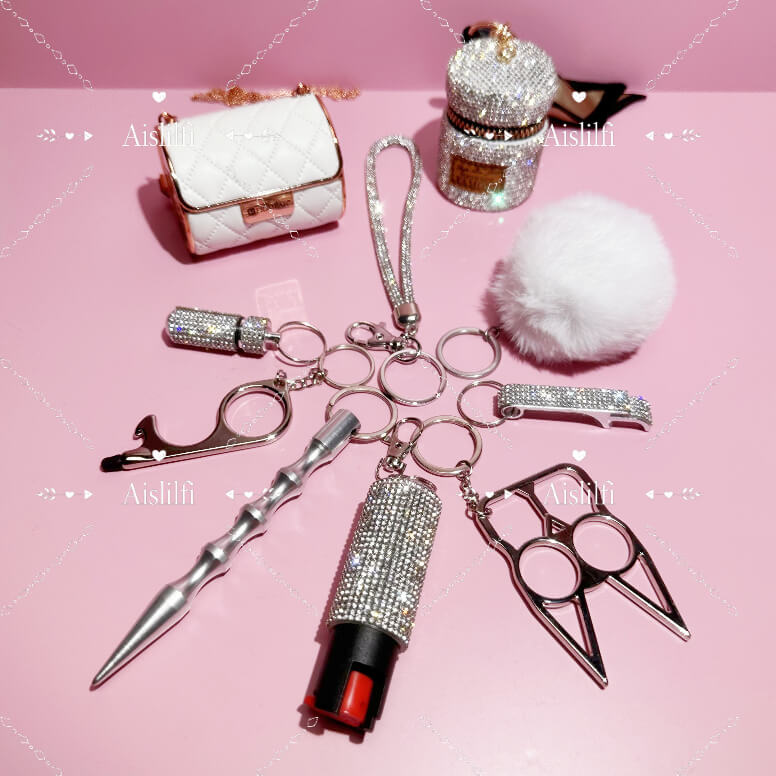 3-in-1 Lipstick Case Self Defense Keychain Kit