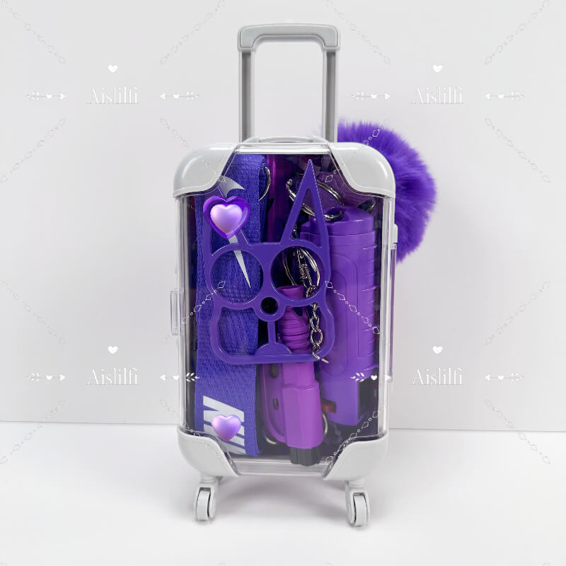 mini suitcase lanyard self defense keychain kit
