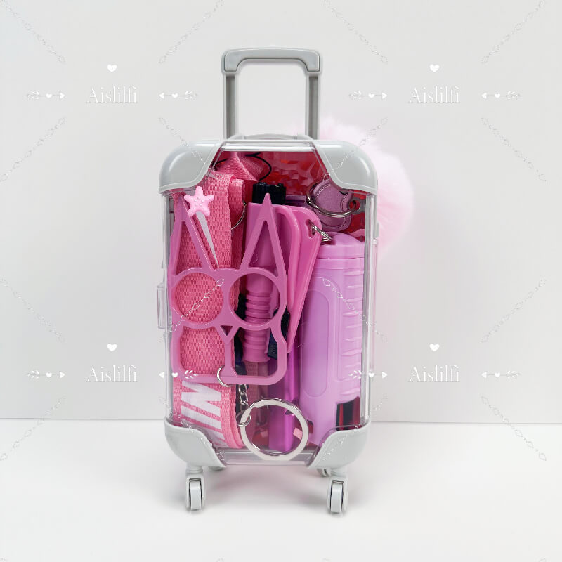 mini suitcase lanyard self defense keychain kit