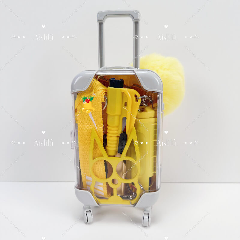 mini suitcase lanyard self defense keychain kit
