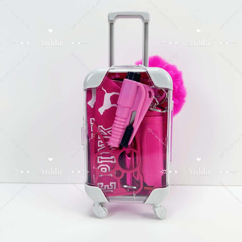mini suitcase lanyard self defense keychain kit
