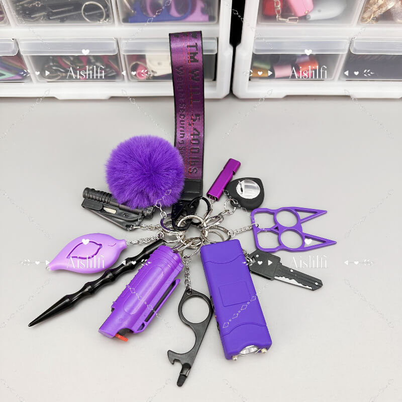 12 Piece Two Color Self Defense Keychain Kit