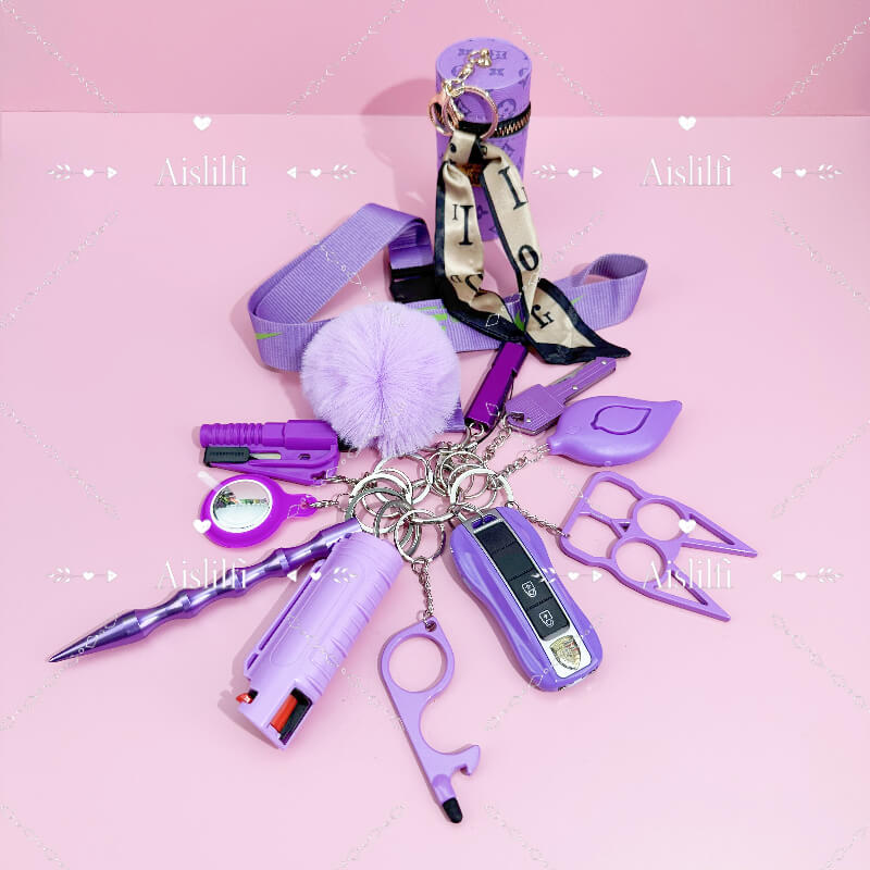 13 PCS Hanging Rope Self-defense Keychain