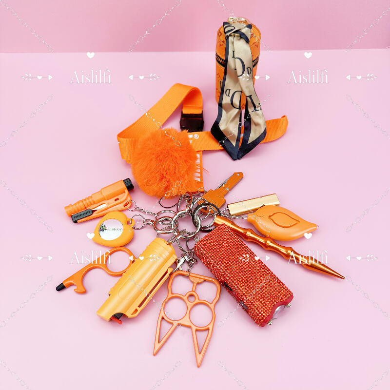 13 PCS Hanging Rope Self-defense Keychain