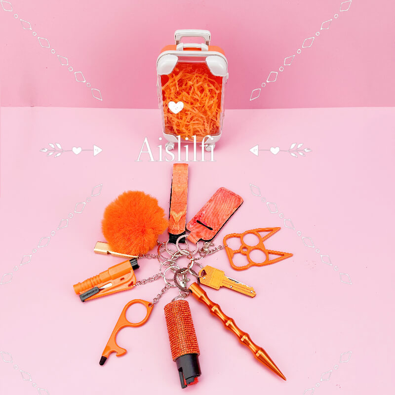 Mini keychain suitcase design keychain self-defense keychain accessories 11