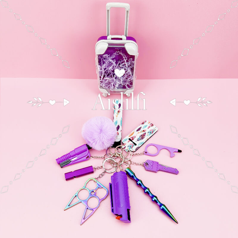 Mini keychain suitcase design keychain self-defense keychain accessories 11