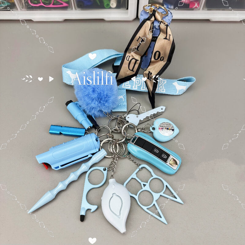13 PCS Hanging Rope Self-defense Keychain