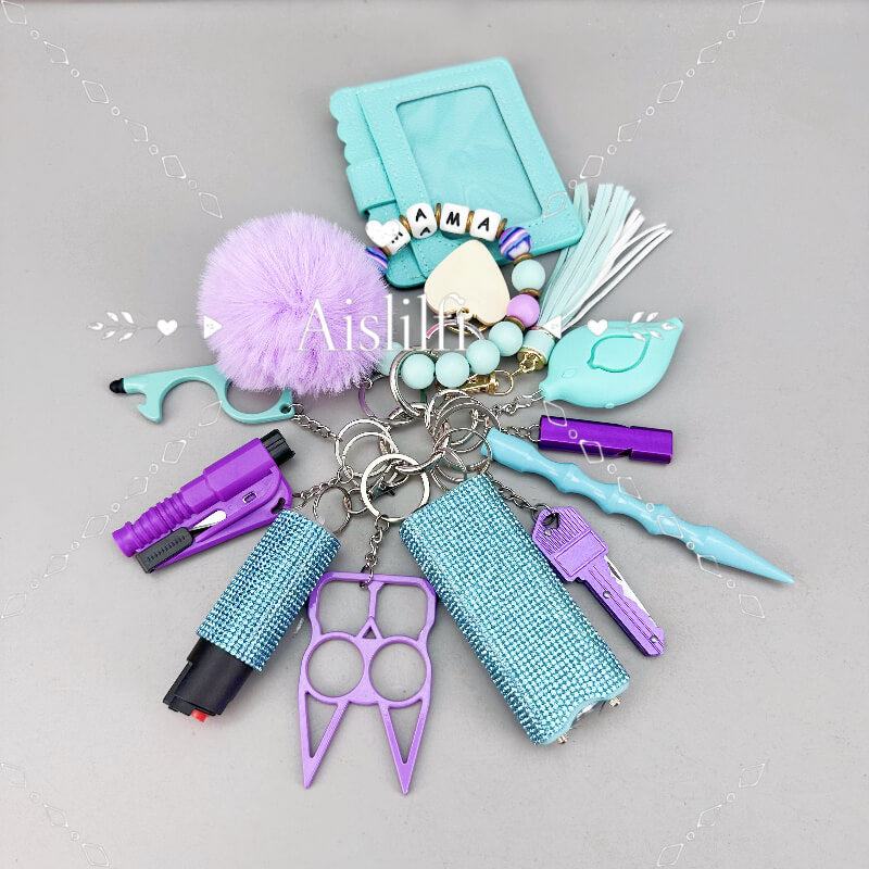 New Beaded Bracelet Self Defense Keychain Kit