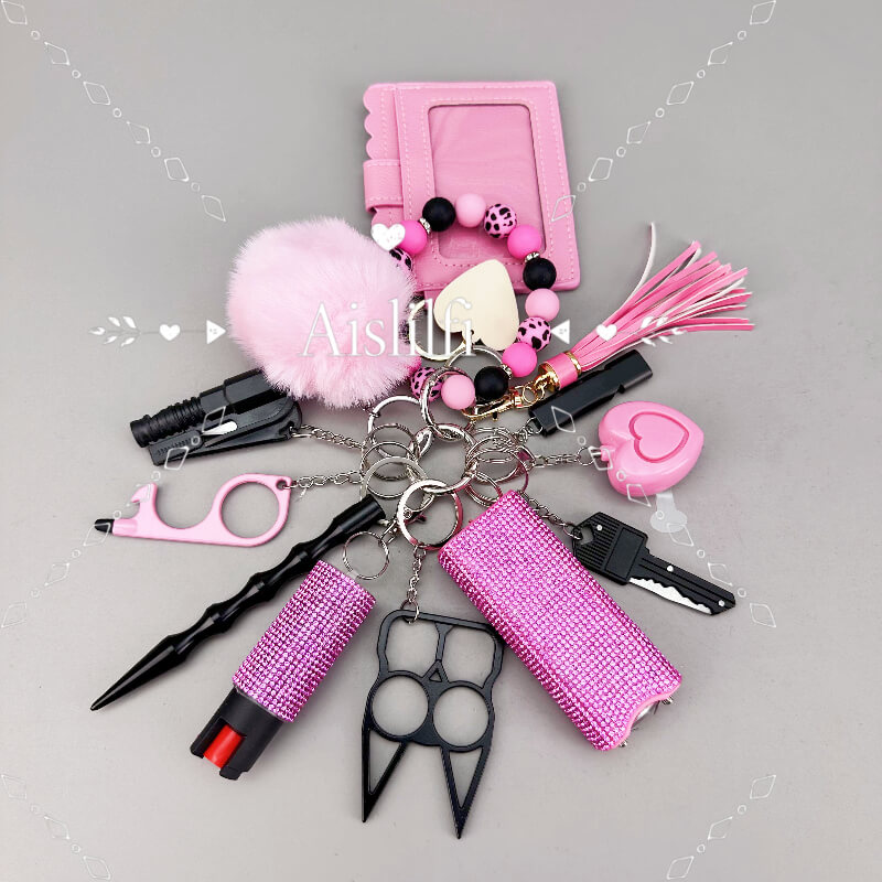 New Beaded Bracelet Self Defense Keychain Kit
