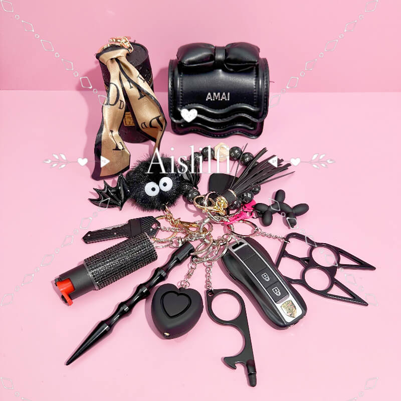 12 Piece Cute Bag Self Defense Keychain Set