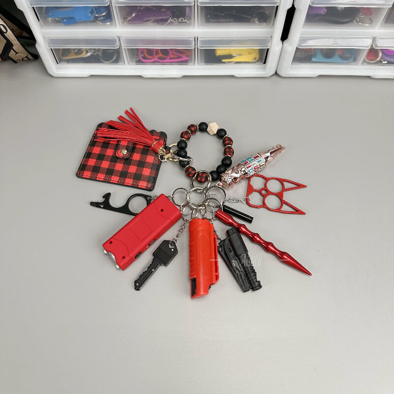 11 Pieces Original Beaded Bracelet Self-defense Keychain