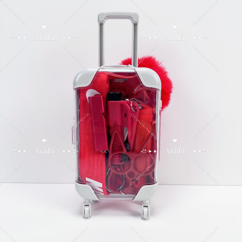 mini suitcase lanyard self defense keychain kit
