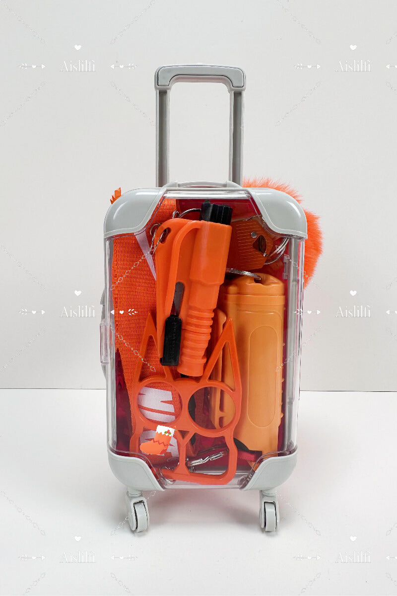 mini suitcase lanyard self defense keychain kit