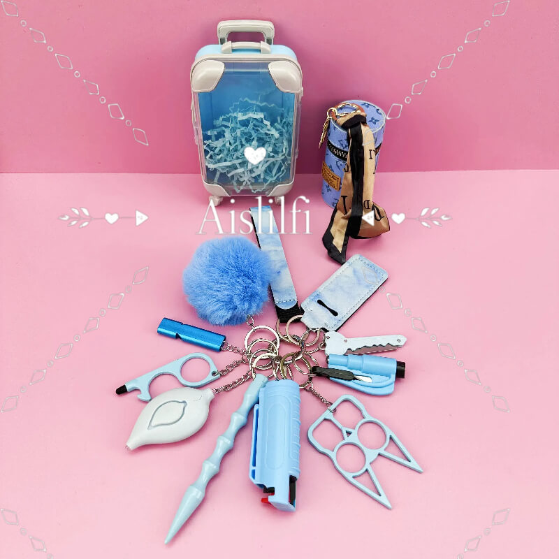 Mini Suitcase Self-defense Key Chain 13 Pieces