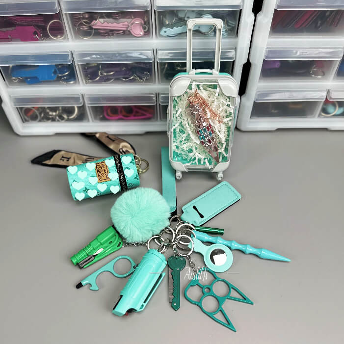 Mini Suitcase Self-defense Key Chain 14 Pieces