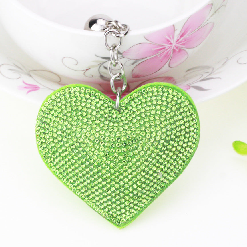 Diamond Heart Leather Keychain