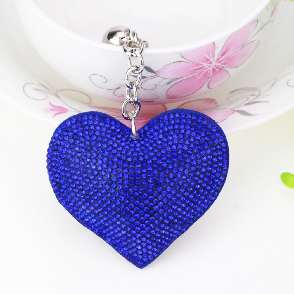 Diamond Heart Leather Keychain