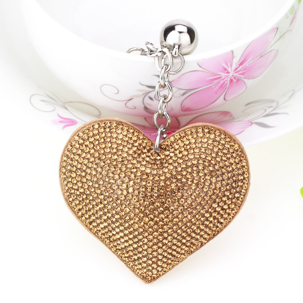 Diamond Heart Leather Keychain