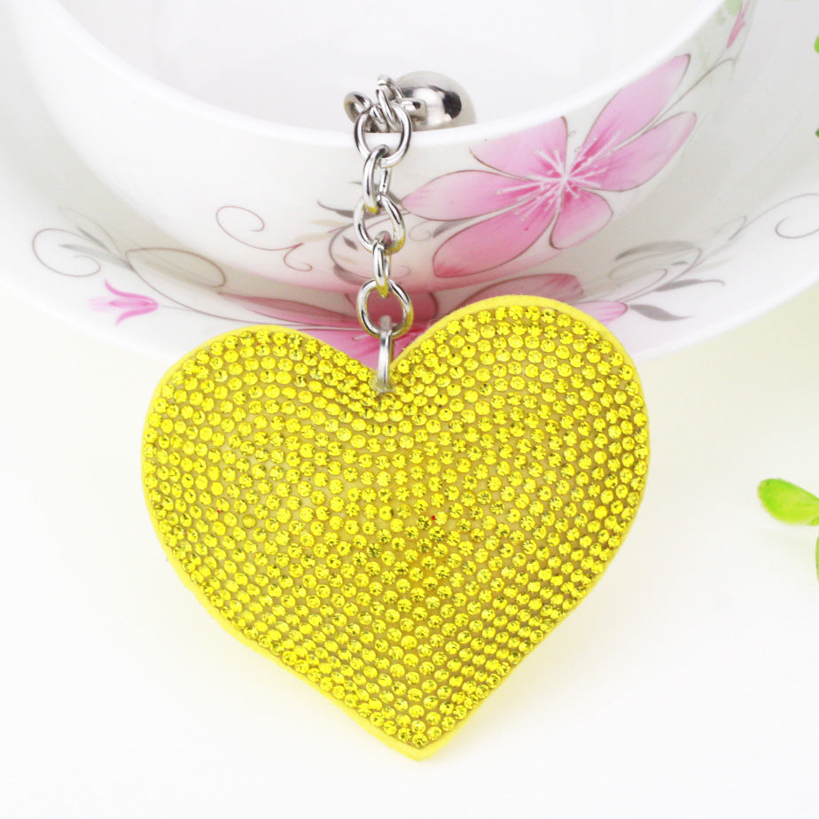 Diamond Heart Leather Keychain