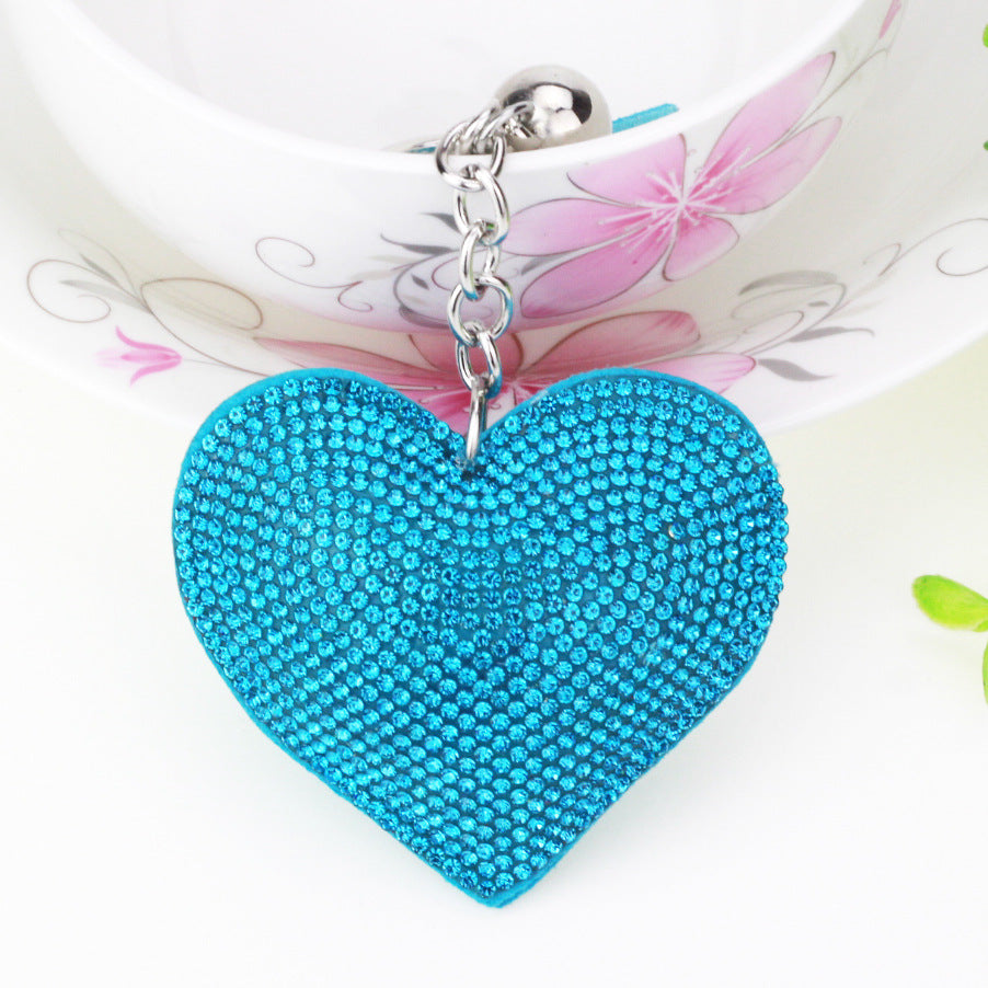 Diamond Heart Leather Keychain