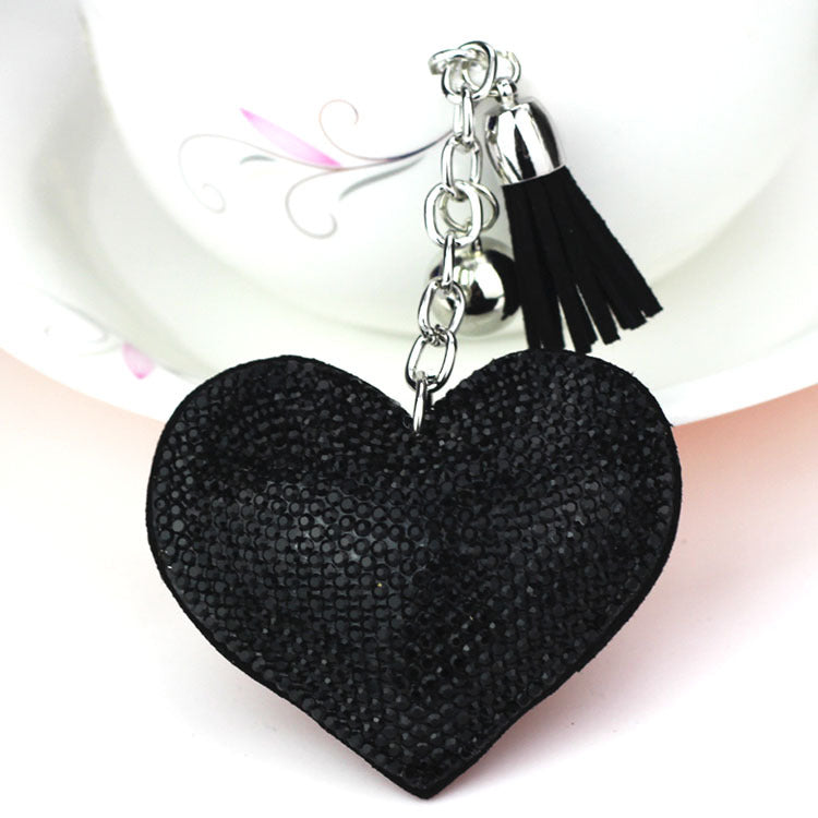 Diamond Heart Leather Keychain