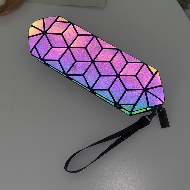 Luminous Lattice Geometric Laser Cosmetic Bag